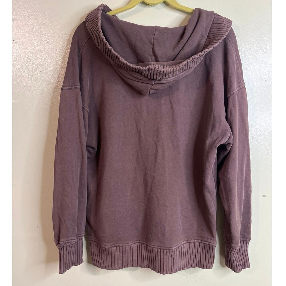 Aerie Down-To-Earth Henley Oversized Brown Hoodie, size XS - Picture 2 of 8